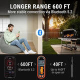 Thermopro TempSpike 600 ft Wireless Meat Thermometer Digital with Ultra-Thinner Probe, Bluetooth Meat Thermometer Wireless with LCD-Enhanced Booster for BBQ Grill Smoker Rotisserie Sous Vide