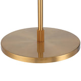 Possini Euro Design Raymond Modern Arc Floor Lamp 69" Tall Warm Gold Metal Adjustable Boom Arm White Linen Drum Shade Decor for Living Room Reading House Bedroom Home Office House