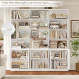 71" Wide 6 Tier Book Shelf with 18 Storage Shelves, Large Wooden Bookshelves, Tall Bookcase for Office,