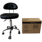 BFTOU Black Square Minimalist Swivel Stool with Wheel for Work SPA Shop Massage Height-Adjustable and Cost-Effective Rolling Stool Chair with Back