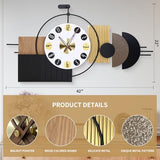 Anmotpe Luxury Modern Wall Clocks-Large Geometric Dial Wall Clock Battery Operated,Wood Metal Frame Big Clock Silent Non Ticking for Living Room, Bedroom,Kitchen,Office -42X21.6 Inch