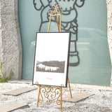 Metal Scroll Extra Large Free Standing Adjustable Display Stand Easel with Chain Support, Heavy Duty Easel for Sign, Wedding