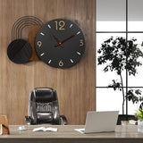 Anmotpe Wall Clock Modern Battery Operated Black Big Clocks Metal& Wood Retro Style Large Wall Watch Metal Walnut Dial Wall Clock Perfect for Modern Home,Office 26inchX18inch