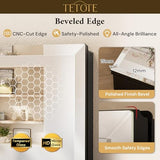 TETOTE 48 x 32 Bathroom Vanity Mirror Cabinet with Tempered Beveled Mirror Black Medicine Cabinet