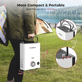 CAMPLUX First F5 Portable Propane Water Heater 1.32 GPM, 34,000 BTU, for RVs, Campings, Cabins & Barns, Ultra Portable Screw-Free Design, Quick Setup & 2-in-1 Easy Temperature Control
