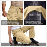 GINGTTO Mens Tactical Pants Stretch Slim Fit Light Khaki Cargo Pants for Men Waterproof Ripstop 28