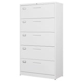Letaya Lateral 5 Drawer File Cabinet with Lock,Metal Wide White Filing Cabinets for Home Office Storage A4/F4/Letter/Legal(Assembly Required)