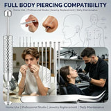 Piercing Ball Grabber Tool, 316L Stainless Steel Removal & Changing Kit, 18Pcs 14G-20G Needle Set, 4 Claw Retractable Design, Non-slip Curved Tweezers, for Pro Piercers, Entry Users & Body Art Fans