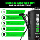 Rhino USA 5 Gal / 20L Portable Solar Camp Shower - Essential for Camping, Festivals, Overlanding, Beach Trips, Outdoor Shower and more!