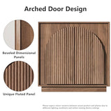 win2win 31.5" Small Buffet Cabinet with Storage, Arched Doors, Walnut, 2PCS
