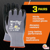ATG MaxiFlex PIP 34-874/XL MaxiFlex Ultimate, Foam Nitrile Palm Coated Gloves, Gray, XL (Pack of 3)