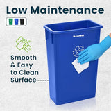 23 Gallon Slim Recycling & Trash Bin Set – 3-Pack Blue/Black/Green Plastic Narrow Open-Top