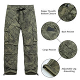 GINGTTO Camo Pants Men Baggy Cargo Green Camo Pant Wide Leg Fashion Streetwear Drawstring Stretch 36