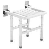Hafee grace 18.7” Drill-Free Foldable Shower Seat Wall Mounted, 660lb Heavy Duty Fold Down Chair, Fixed-Height for Elderly Home Care Bathroom
