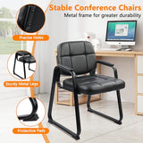 Waiting Room Guest Chair with Bonded Leather Padded Arm Rest for Office Reception