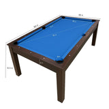 SIMBASHOPPING 7 Foot Pool Dining Table Combo Blue Felt Modern Billiard Table with Dining Top Included – Blue Sky