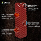 KLYMIT Insulated Static V Inflatable Sleeping Pad | Comfortable, Lightweight, Easy to Inflate, Portable Air Bed Mattress for Camping, Backpacking and Hiking — Red