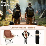 Northroad Folding Camping Chair,Oversized Portable Camping Chair w/Cup Holder,Heavy Duty Padded Lawn Chair for Outdoor, Tailgates, Beach, and Sports, Cream