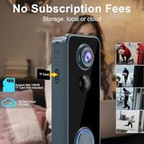 Doorbell Camera Wireless, Head-to-Toe Video - No Subscription Required,2K HD Live View