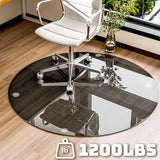 Round Tempered Glass Chair Mat for Carpet & Hardwood, Heavy-Duty Glass Floor Mat for Office Chair
