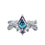Alexandrite ring set women Vintage wedding ring set for women Kite