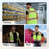 SRsafety High Visibility Vest, Security Vest with 9 Pockets,Mesh Safety Vest for Construction Workers Sanitation Workers