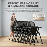 24-Pack Folding Office Chair with Wheels, 300lbs Mesh Back Nesting Chairs