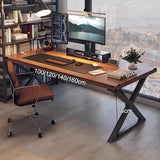 Modern Home Office Desk,Rustic with Large Desktop,Wood Executive Desk