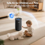 Hopmirth Upgraded Air Purifiers for Bedroom & Home with H14 True HEPA Filter, Covers Up to 1280ft², 360° Air Intake, Quiet Pet Air Purifier, Black