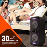 Dolphin BoxParty 212 Dual 12" Portable Bluetooth Party Speaker – Loud Sound with Deep Bass, LED Lights, PA System, 5-Band Equalizer, and Expandable Battery