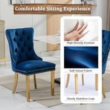 94.5" Large Marble Dining Table Set for 10, Luxury White Gold Kitchen Table with 10 Blue Velvet Dining Chairs