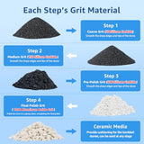 Rock Tumbler Grit Kit, 4LBS Polish Refill with Ceramic Tumbling Media - Polish up to 25 lbs of Rocks, Professional 4-Steps Polishing Grit Set for All Rock Tumblers
