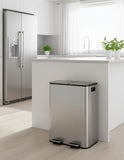 2 x 8 gal Stainless Steel Double Trash Can with Lid for Kitchen, Large Dual Trash and Recycle Bin Combo