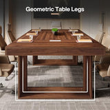 8FT Conference Table for 10 People, 94.5" W Large Meeting Table with 2 Cable Grommet, Business Style Seminar Boardroom Podcast Tables