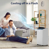 14,000 BTU Portable Air Conditioner with Remote Control, 4-IN-1 Remote Control Vertical AC Unit Cooling up to 750 Sq. Ft. Cooling/Dehumidifier/Fan/Timer, Low Noise, Apartment, Bedroom, Office, Black