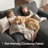 HONBAY 127.2 Inch Corduroy Cloud Modular Sectional Sofa with Chaise