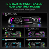 Speakers for Desktop, Dynamic Multi-Layer RGB Lighting Gaming PC Speaker with Deep Bass