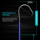 GAFFER SPORTFISHING Aluminum Fish Gaff Hook | Lightweight Fishing Pole with Sharp Stainless Steel Spear Hook | Ergonomic Foam Grips, Secure Lanyard | Saltwater & Freshwater Fishing Gaff | 54" Blue