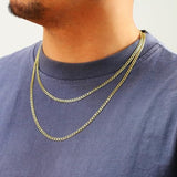 Nuragold 14k Real Yellow Gold Cuban Curb Link 3.5mm Chain Necklace