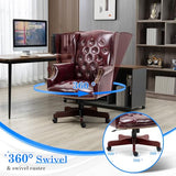Big and Tall Executive Office Chair, Ergonomic 360° Swivel Recliner Chair, Retro Burgundy Faux Leather Home Office Desk Chairs