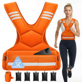 PJ PINJIAN Adjustable Weighted Vest for Men and Women,4-10lb Variable Body Weight Vest for Home Workouts, Running, Rucking, HIIT & Strength Training, Removable Ironsand Weights, Reflective & Pockets