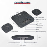 Conference Speaker and Microphone, Bluetooth/USB Speakerphone with 2 Expansion Mics, 360° Enhanced Voice Pickup, Noise Reduction Conference Microphone