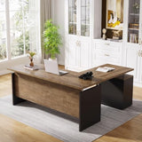 SAINTCY 63" Modern L Shaped Executive Desk with Lockable Drawer