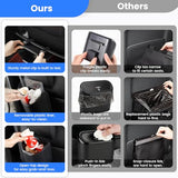 1797 Car Trash Can for Back Seat, Automotive Garbage Bin Clip on Front Seat Back, PU Leather with Leakproof Removable Plastic Liner