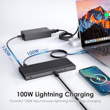 Laptop Docking Station, Docking Station 3 Monitors with 2* DP+HDMI, 4K@144Hz,130W PD Charger, USB-C/A 10Gb, 3* USB-A 5Gb, Audio