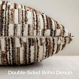 a moment Boho Throw Pillow Covers Set of 2,Striped Decorative Rustic Farmhouse Pillow Cases,Aesthetic Modern Home Decor Couch Cushion Covers for Bed Sofa Living Room 26"X26"Dark Brown