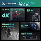 Camera with Auto Tracking and 20X Optical Zoom, Conference Room Webcam with HDMI/USB3.0/LAN/PoE, Ideal
