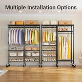 VIPEK R4 Garment Racks Heavy Duty Clothes Rack -620lb Capacity Metal Frame, Rolling Lockable Wheels & 6 Tiers Adjustable Height Shelves & Hanger Rods, Black
