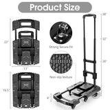 Folding Hand Truck 500lbs, Portable Heavy Duty Dolly Cart, 6 Wheels Collapsible Luggage Cart with 2 Elastic Ropes