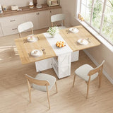 Space Saving Folding Dining Table for 2-4, Farmhouse Foldable Dining Table with Drawer and Storage Shelf